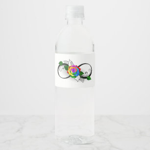 Unendlichkeitssymbol mit Rainbow-Rose Wasserflaschenetikett