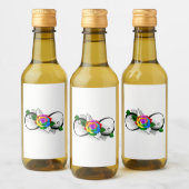 Unendlichkeitssymbol mit Rainbow-Rose Weinetikett (Flaschen)