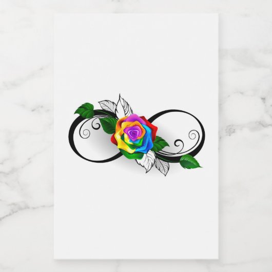 Unendlichkeitssymbol mit Rainbow-Rose Weinetikett (Einzelnes Label)