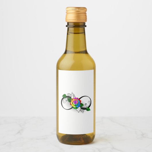 Unendlichkeitssymbol mit Rainbow-Rose Weinetikett (Vorderseite)