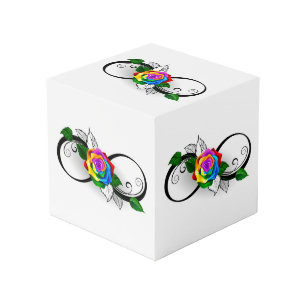 Unendlichkeitssymbol mit Rainbow-Rose Würfel