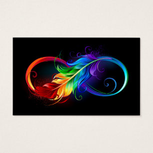 Unendlichkeitssymbol mit Regenbogen-Feder