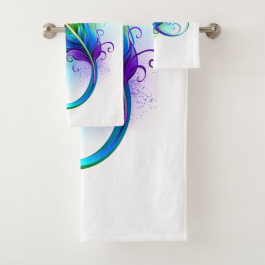 Unendlichkeitssymbol mit Regenbogen-Feder Badhandtuch Set (Insitu)