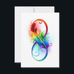 Unendlichkeitssymbol mit Regenbogen-Feder Dankeskarte<br><div class="desc">Künstlich gezeichnet Unendlichkeitssymbol mit schönem Regenbogenfeder auf weißem Hintergrund. Tattoo-Stil.</div>