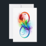 Unendlichkeitssymbol mit Regenbogen-Feder Dankeskarte<br><div class="desc">Künstlich gezeichnet Unendlichkeitssymbol mit schönem Regenbogenfeder auf weißem Hintergrund. Tattoo-Stil.</div>