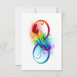 Unendlichkeitssymbol mit Regenbogen-Feder Dankeskarte