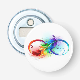 Unendlichkeitssymbol mit Regenbogen-Feder Flaschenöffner