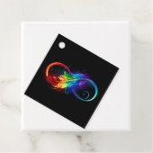 Unendlichkeitssymbol mit Regenbogen-Feder Geschenkanhänger (Beispiel)