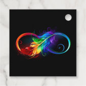Unendlichkeitssymbol mit Regenbogen-Feder Geschenkanhänger (Rückseite)
