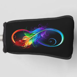 Unendlichkeitssymbol mit Regenbogen-Feder Golf Headcover