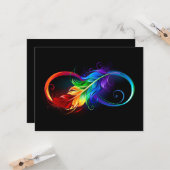Unendlichkeitssymbol mit Regenbogen-Feder Karte (Vorderseite/Rückseite Beispiel)