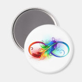 Unendlichkeitssymbol mit Regenbogen-Feder Magnet (Vorderseite/Rückseite)