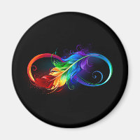 Unendlichkeitssymbol mit Regenbogen-Feder