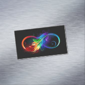 Unendlichkeitssymbol mit Regenbogen-Feder Magnetische Visitenkarte (Beispiel)
