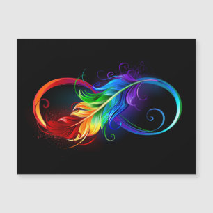 Unendlichkeitssymbol mit Regenbogen-Feder Magnetkarte