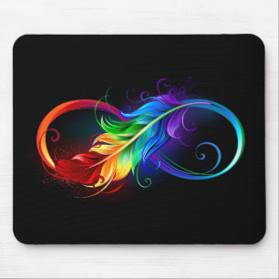 Unendlichkeitssymbol mit Regenbogen-Feder Mousepad