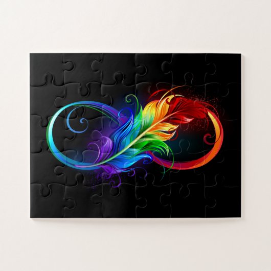 Unendlichkeitssymbol mit Regenbogen-Feder Puzzle (Horizontal)