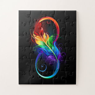 Unendlichkeitssymbol mit Regenbogen-Feder Puzzle