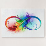 Unendlichkeitssymbol mit Regenbogen-Feder Puzzle<br><div class="desc">Künstlich gezeichnet Unendlichkeitssymbol mit schönem Regenbogenfeder auf weißem Hintergrund. Tattoo-Stil.</div>