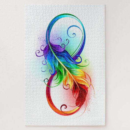 Unendlichkeitssymbol mit Regenbogen-Feder Puzzle (Vertikal)