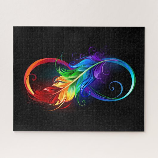 Unendlichkeitssymbol mit Regenbogen-Feder Puzzle (Horizontal)