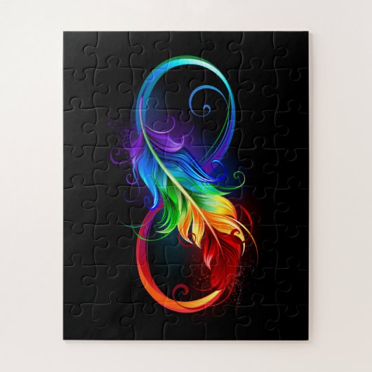 Unendlichkeitssymbol mit Regenbogen-Feder Puzzle (Vertikal)