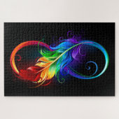 Unendlichkeitssymbol mit Regenbogen-Feder Puzzle (Horizontal)
