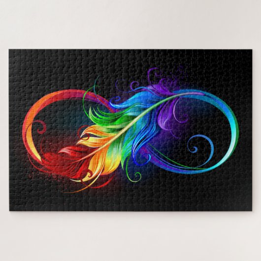 Unendlichkeitssymbol mit Regenbogen-Feder Puzzle (Horizontal)