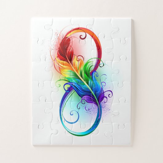 Unendlichkeitssymbol mit Regenbogen-Feder Puzzle (Vertikal)