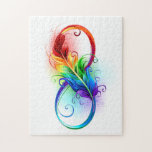 Unendlichkeitssymbol mit Regenbogen-Feder Puzzle<br><div class="desc">Künstlich gezeichnet Unendlichkeitssymbol mit schönem Regenbogenfeder auf weißem Hintergrund. Tattoo-Stil.</div>