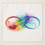 Unendlichkeitssymbol mit Regenbogen-Feder Schal<br><div class="desc">Künstlich gezeichnet Unendlichkeitssymbol mit schönem Regenbogenfeder auf weißem Hintergrund. Tattoo-Stil.</div>