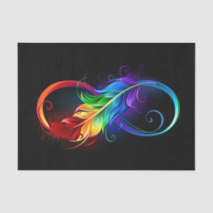 Unendlichkeitssymbol mit Regenbogen-Feder Seidenpapier