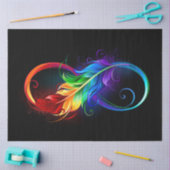 Unendlichkeitssymbol mit Regenbogen-Feder Seidenpapier (Basteln)