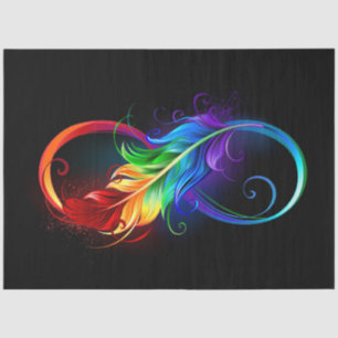 Unendlichkeitssymbol mit Regenbogen-Feder Seidenpapier