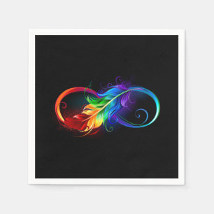 Unendlichkeitssymbol mit Regenbogen-Feder Serviette