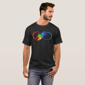Unendlichkeitssymbol mit Regenbogen-Feder T-Shirt (Vorne ganz)