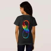 Unendlichkeitssymbol mit Regenbogen-Feder T-Shirt (Schwarz voll)