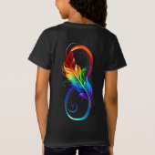 Unendlichkeitssymbol mit Regenbogen-Feder T-Shirt (Rückseite)
