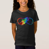 Unendlichkeitssymbol mit Regenbogen-Feder T-Shirt (Vorderseite)