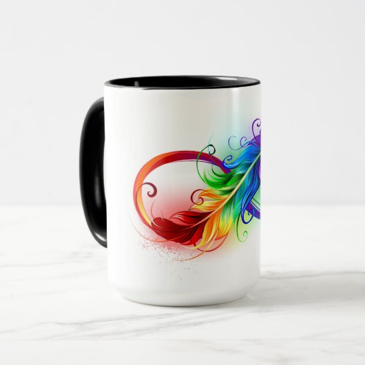 Unendlichkeitssymbol mit Regenbogen-Feder Tasse (Vorderseite Links)