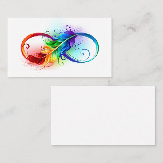 Unendlichkeitssymbol mit Regenbogen-Feder Telefonnummerkarte (Vorne/Hinten)