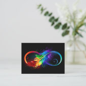 Unendlichkeitssymbol mit Regenbogen-Feder Telefonnummerkarte (Stehend Vorderseite)