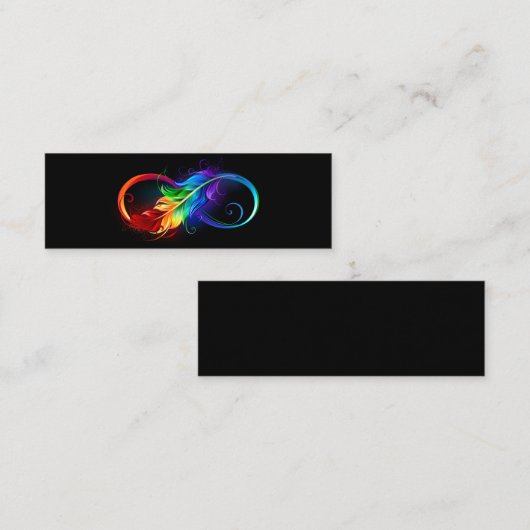 Unendlichkeitssymbol mit Regenbogen-Feder Telefonnummerkarte (Vorne/Hinten)