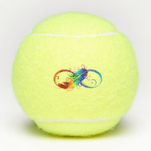 Unendlichkeitssymbol mit Regenbogen-Feder Tennisbälle