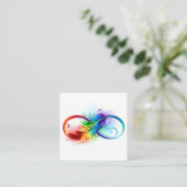 Unendlichkeitssymbol mit Regenbogen-Feder Terminkarte (Stehend Vorderseite)