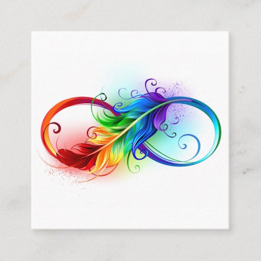 Unendlichkeitssymbol mit Regenbogen-Feder Terminkarte (Vorderseite)
