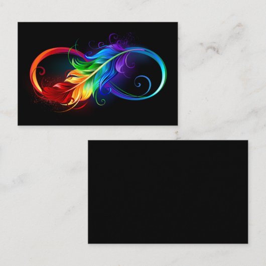 Unendlichkeitssymbol mit Regenbogen-Feder Terminkarte (Vorne/Hinten)