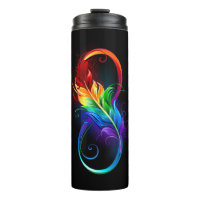 Unendlichkeitssymbol mit Regenbogen-Feder