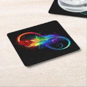 Unendlichkeitssymbol mit Regenbogen-Feder Untersetzer (angewinkelt)