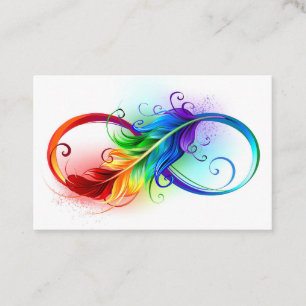 Unendlichkeitssymbol mit Regenbogen-Feder Visitenkarte